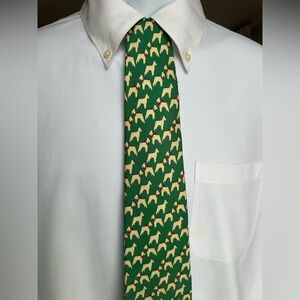 Polo by Ralph Lauren Green and yellow Patterned Tie . 100 % silk.